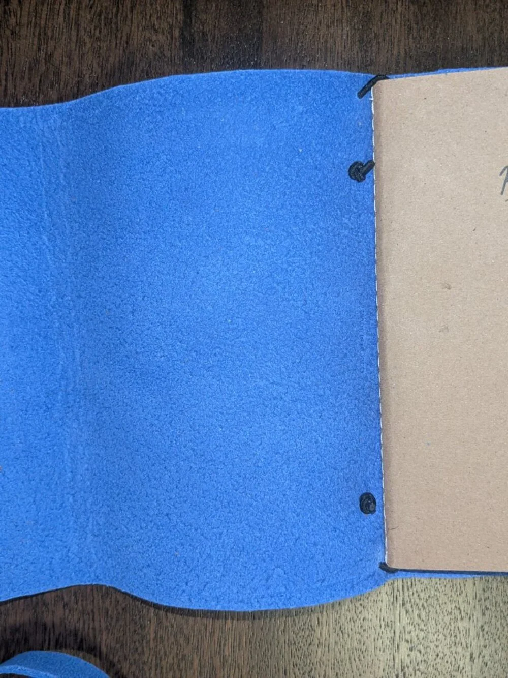 Handcrafted Blue Leather Journal Notebook with Wrap Closure
